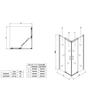 Душевая кабина Koer SR SC03-90x90x200 без поддона, прозрачное стекло Easy Clean 6мм SS Color (KR5680)