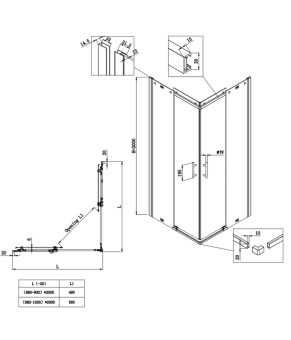 Душевая кабина Koer SR SC03-90x90x200 без поддона, прозрачное стекло Easy Clean 6мм SS Color (KR5680)