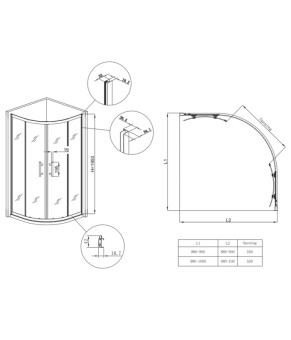 Душевая кабина Koer SR SC04 90x90x195см без поддона Easy Clean SS Color (KR5682)