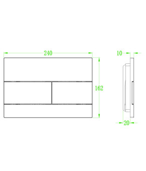 Панель змиву Koer KT-0603-01 240x160x10мм пластикова, кнопка лінійна (KR5319)