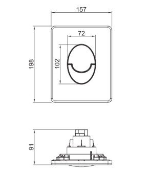 Панель смыва пластиковая Koer KT-0606-05 157x198x3мм, кнопка овальная (KR5343)