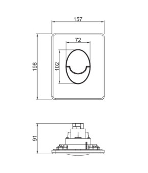 Панель смыва пластиковая Koer KT-0606-07 157x198x3mm, кнопка закруглена (графит) (KR5712)