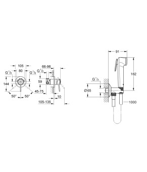 Набор 2 в 1 для туалета Grohe BauClassic (гиг. душ, смеситель скрытого монтажа) UA2904800S