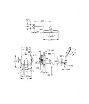 Душевая система скрытого монтажа Grohe Cubeo с Tempesta 250 (1053360000)