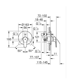 Скрытая душевая система Grohe Eurosmart New Tempesta 200 (UA25183003)
