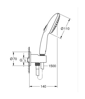 Скрытая душевая система Grohe Eurosmart New Tempesta 200 (UA25183003)