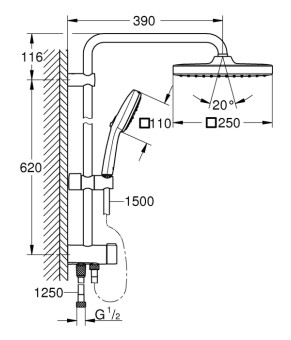 Душевая система Grohe Flex Tempesta System 250 Cube 269772431