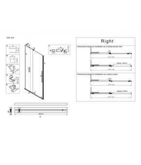 Душевая дверь в нишу Koer SR SD07 Walk-In 120x200 см, стекло Easy Clean 8мм, Хром (KR5773)