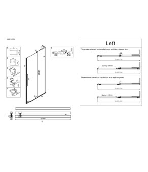 Душевая дверь в нишу Koer SR SD07 Walk-In 120x200 см, прозрачное стекло Easy Clean 8мм, Хром (KR5686)