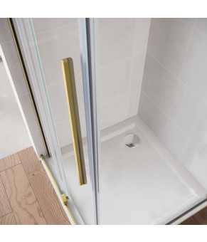 Двери в нишу Koer SR SD07-120x200-R-TR-12, прозрачное стекло, Easy Clean 8мм, Матовое золото (KR5774)