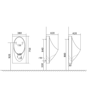 Писсуар подвесной Mixxus Premium BEVEL-1005 380x420x750mm с краном (MP6664)