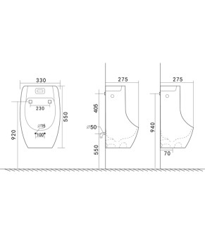 Писсуар подвесной Mixxus Premium BEVEL-1002 с ИЧ-датчиком (MP6662)