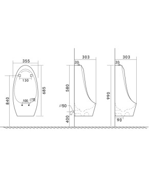 Писсуар подвесной Mixxus Premium BEVEL-1004 340x305x685мм с краном (MP6663)