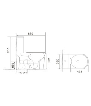 Чаша унитаза-компакта Mixxus Wave-0405-R Rimless без сиденья (MI8363)
