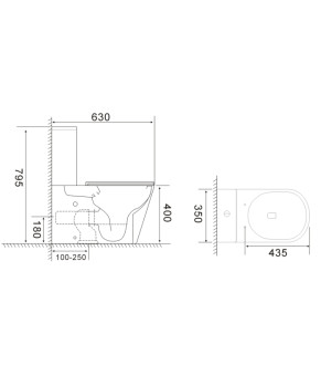 Чаша унитаза-компакта Mixxus Bevel-0407-T1 Tornado 1.0 (MI8350)