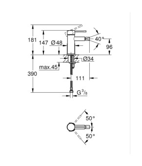 Смеситель для биде S-Size Grohe Essence New (24395KF1) Черный матовый