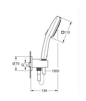 Душевой набор Grohe Tempesta Cube 110 3 режима, черный матовый (269102433)