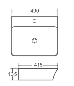 Умывальник накладной Mixxus Premium Bevel-0201 с переливом 485x410x125мм (MP6480)