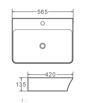 Умывальник накладной керамический Mixxus Premium Bevel-0202 с переливом 560x415x125mm (MP6481)