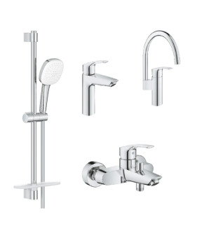 Набор смесителей Grohe Eurosmart 4 в 1 для ванны и кухни (UA123248M3)