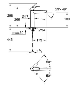 Смеситель для раковины Grohe Eurosmart XL-Size Черный матовый (239712433)