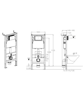 Комплект инсталляции для унитаза Koer KT-0502-05 с черной матовой панелью смыва (KR5173)