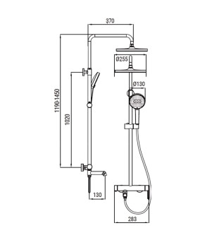 Душевая колонна Koer KB-56029-07 с смесителем, 3 функции, цвет графит (KR5497)