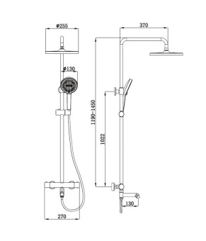 Душевая колонна Koer KB-57029-07 Графит 3 функции (KR5498)