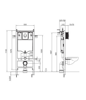 Инсталляция для подвесного унитаза Koer KT-0407 без панели смыва (KR5341)