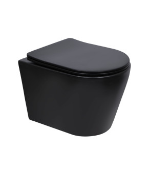 Унитаз подвесной Qtap Scorpio Ultra Quiet безободковый с сиденьем Soft-close MATT BLACK (QT14332380AMB)