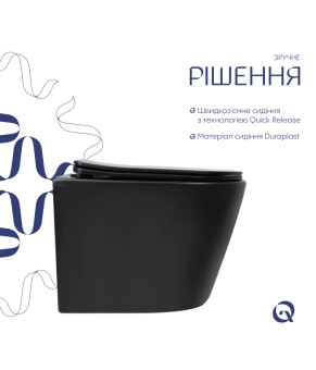 Унитаз подвесной Qtap Scorpio Ultra Quiet безободковый с сиденьем Soft-close MATT BLACK (QT14332380AMB)
