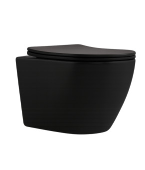 Унитаз подвесной Qtap Robin New Ultra Quiet безободковый Soft-close MATT BLACK (QT13332381АSMB)