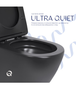 Унитаз подвесной Qtap Robin New Ultra Quiet безободковый Soft-close MATT BLACK (QT13332381АSMB)