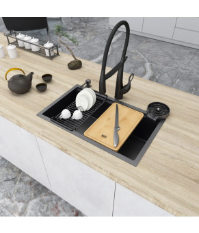 Чёрная подстольная мойка Nett NB-7042 (1.5 мм)