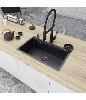 Чёрная подстольная мойка Nett NB-7042 (1.5 мм)