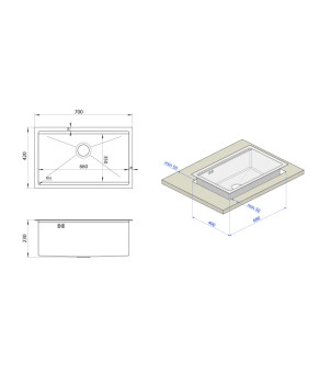 Чёрная подстольная мойка Nett NB-7042 (1.5 мм)