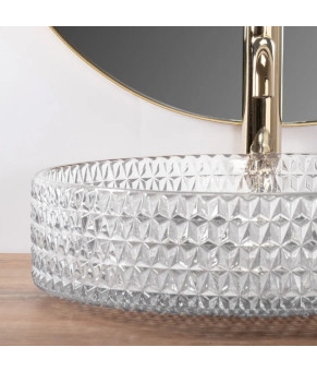 Умывальник (раковина) REA CRISTAL 39 TRANSPARENT накладной  (REA-U8881)