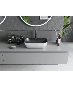 Умывальник (раковина) MEXEN RITA SILVER BRUSHED BLACK MATT накладной (MEX-21084573)