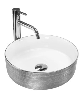 Умывальник (раковина) REA SAMI BRUSHED SILVER WHITE накладной (REA-U3304)