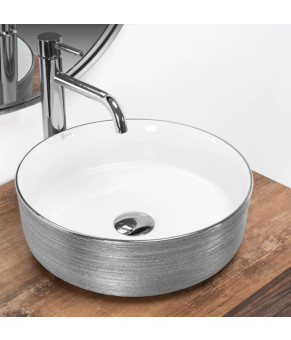 Умывальник (раковина) REA SAMI BRUSHED SILVER WHITE накладной (REA-U3304)