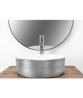 Умывальник (раковина) REA SAMI BRUSHED SILVER WHITE накладной (REA-U3304)