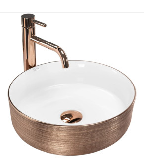 Умывальник (раковина) REA SAMI ROSE BRUSHED GOLD WHITE накладной (REA-U3303)