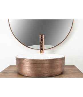Умывальник (раковина) REA SAMI ROSE BRUSHED GOLD WHITE накладной (REA-U3303)