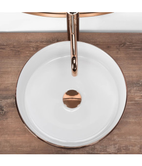 Умывальник (раковина) REA SAMI ROSE BRUSHED GOLD WHITE накладной (REA-U3303)