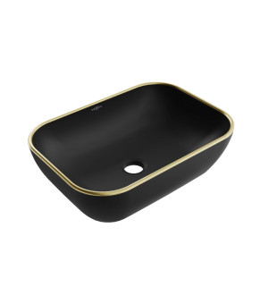 Умывальник (раковина) MEXEN RITA BLACK MATT GOLD EDGE накладной * (MEX-21084575)