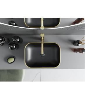 Умывальник (раковина) MEXEN RITA BLACK MATT GOLD EDGE накладной * (MEX-21084575)