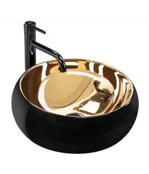 Умывальник (раковина) REA LUNA BLACK MATT GOLD накладной * (REA-U3306)