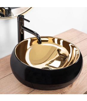 Умывальник (раковина) REA LUNA BLACK MATT GOLD накладной * (REA-U3306)