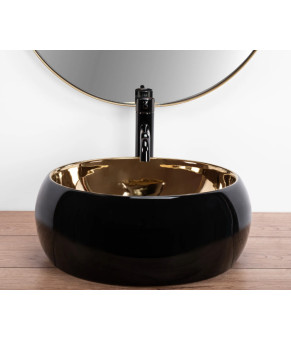 Умывальник (раковина) REA LUNA BLACK MATT GOLD накладной * (REA-U3306)