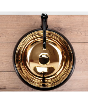 Умывальник (раковина) REA LUNA BLACK MATT GOLD накладной * (REA-U3306)